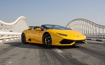 Lamborghini Huracan Spyder (Yellow), 2021 for rent in Abu-Dhabi