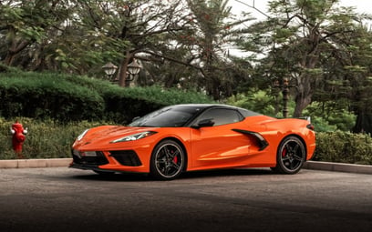 Chevrolet Corvette C8 Spyder (Orange), 2022 for rent in Abu-Dhabi