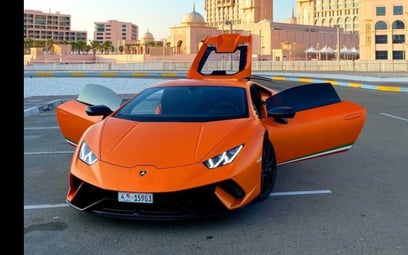 Lamborghini Huracan Performante (Orange), 2018 for rent in Abu-Dhabi