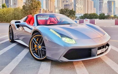 Ferrari 488 Spyder (Silver Grey), 2018 for rent in Ras Al Khaimah