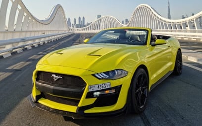 Ford Mustang Eco Boost cabrio (Yellow), 2019 for rent in Dubai