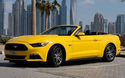 Ford Mustang GT convert. (Yellow), 2017 for rent in Dubai